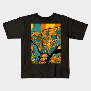 Gatineau Map Pattern in Orange & Teal Kids T-Shirt